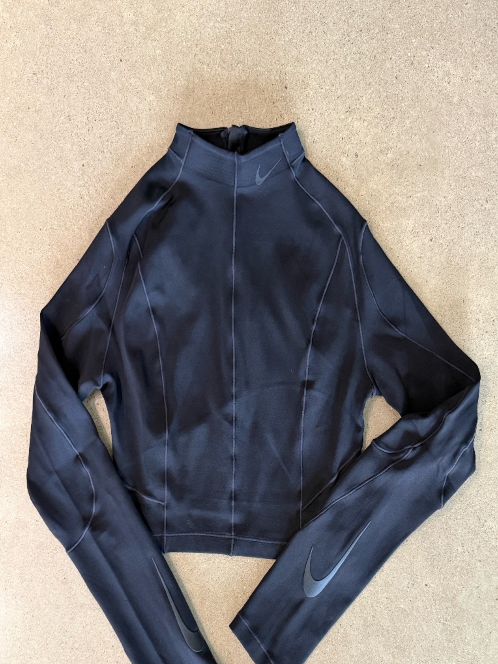 Nike x Off-White Black Cropped Half Zip Long Sleeve Top XS DV5558-010